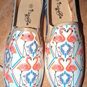 Brand new Flamingo rhinestone flat shoes size 9
